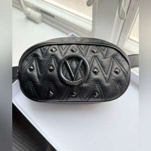 Authentic Valentino Black Studded Quilted belt/ crossbody bag